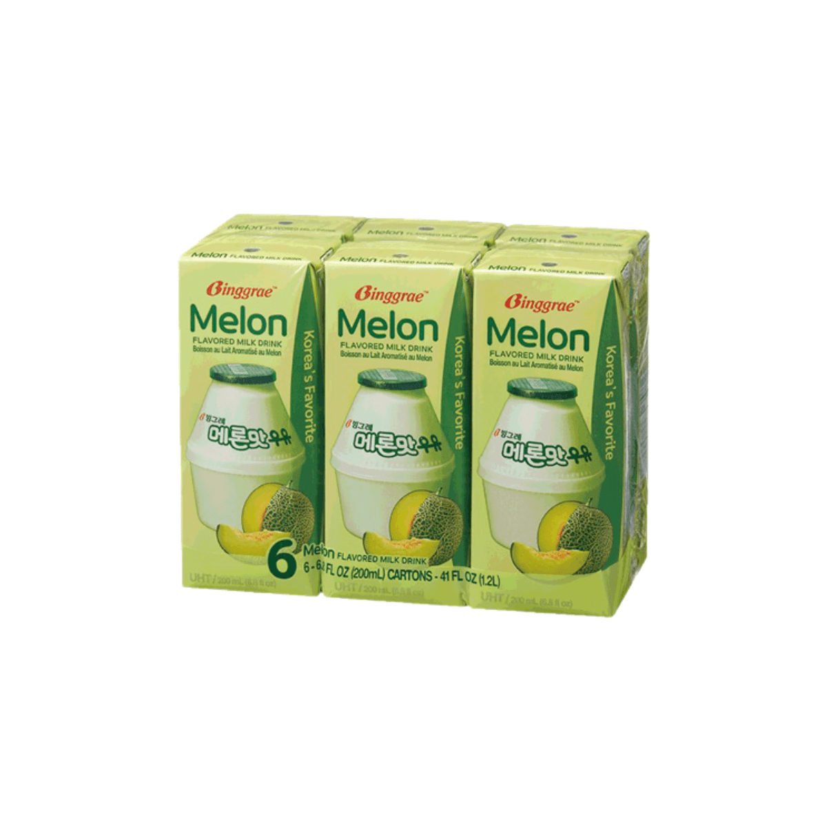 Binggrae - Melon Flavored Milk Drink - 200ml x 6 packs