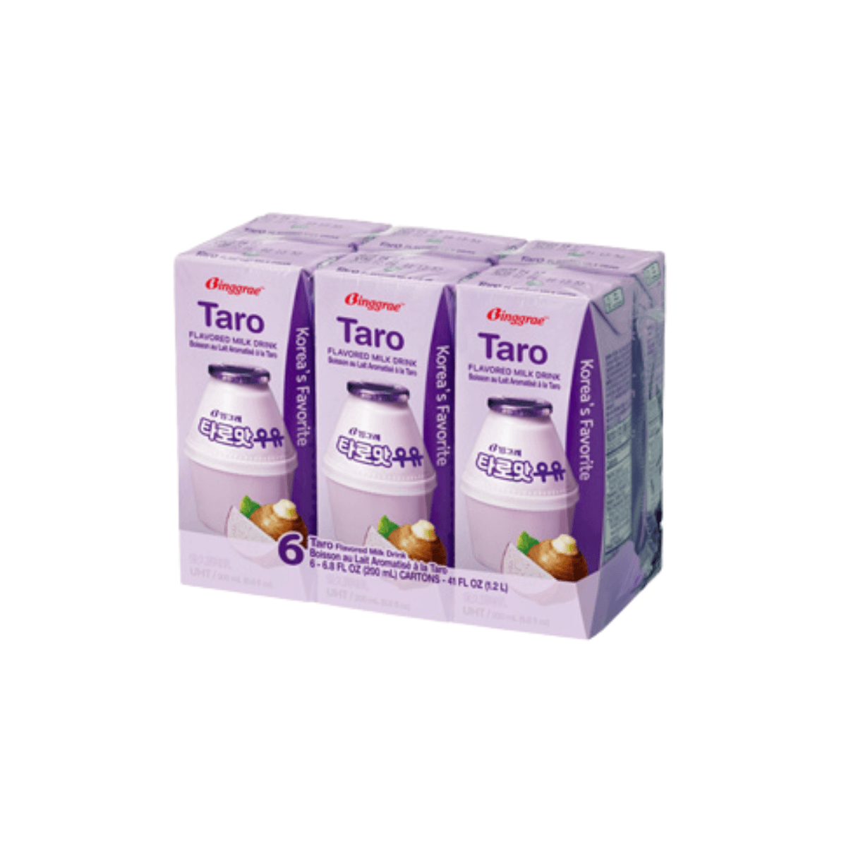 Binggrae - Taro Flavored Milk Drink - 200ml x 6 packs